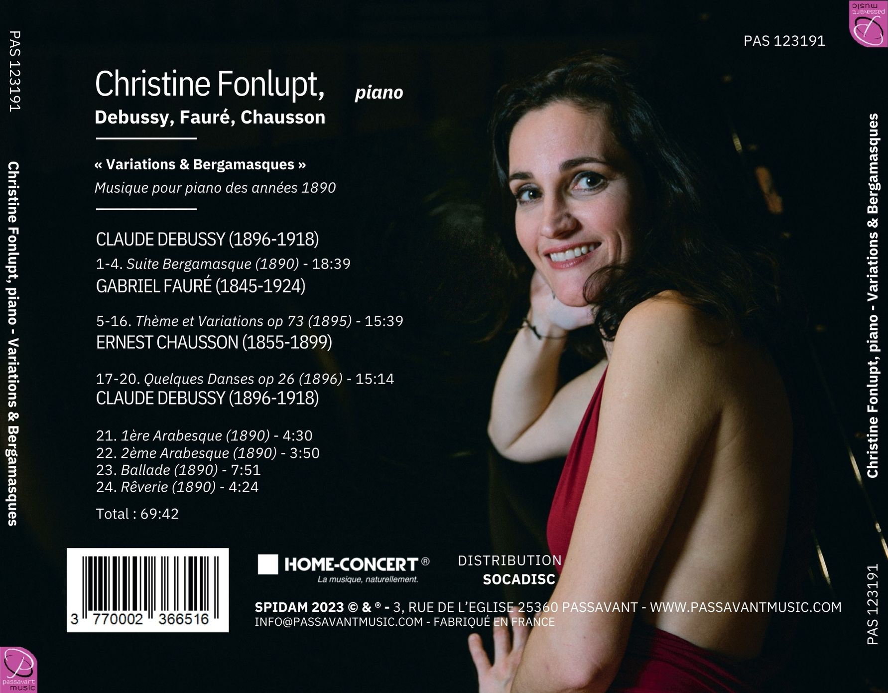 Jaquette du disque Variations et Bergamasques – Christine Fonlupt, piano solo